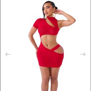 Gal Vault RED CUT OUT MINI DRESS